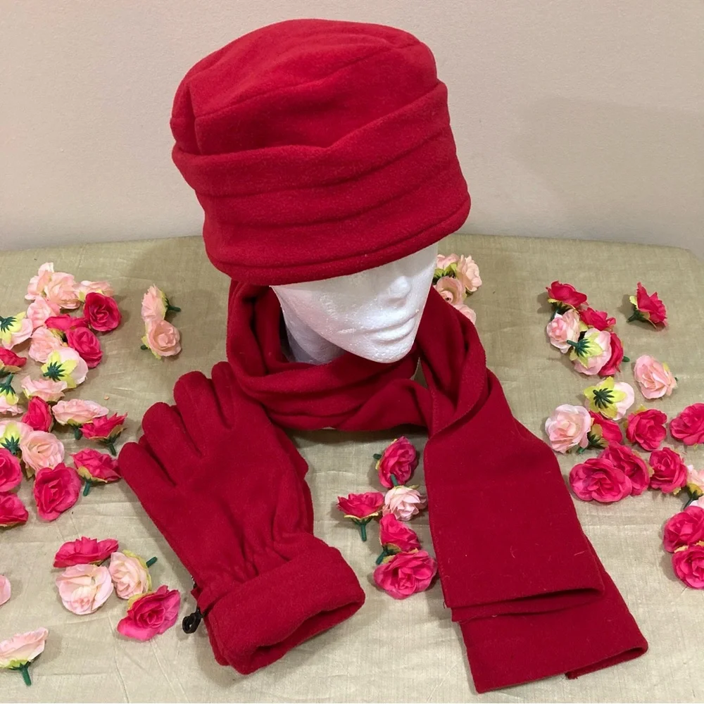 Falls Creek Women's Hat, Scarf & Glove set, Red